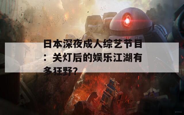 日本深夜成人综艺节目：关灯后的娱乐江湖有多狂野？