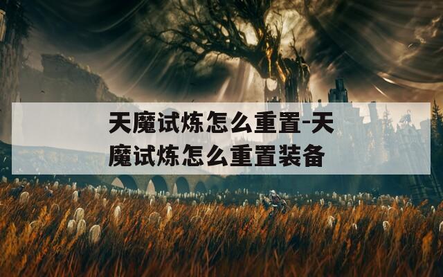 天魔试炼怎么重置-天魔试炼怎么重置装备