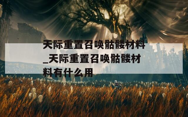 天际重置召唤骷髅材料_天际重置召唤骷髅材料有什么用