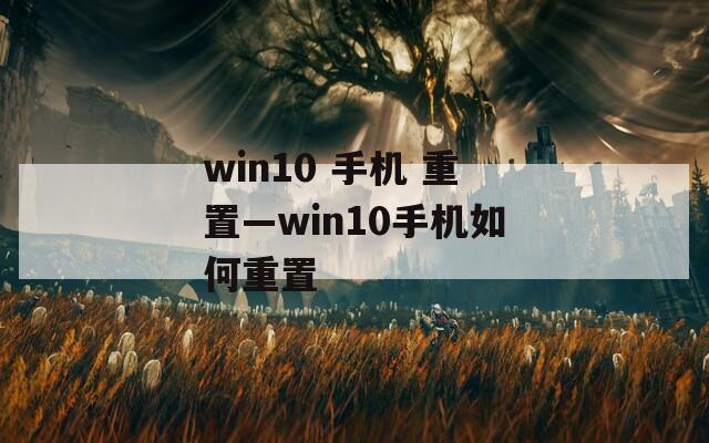 win10 手机 重置—win10手机如何重置